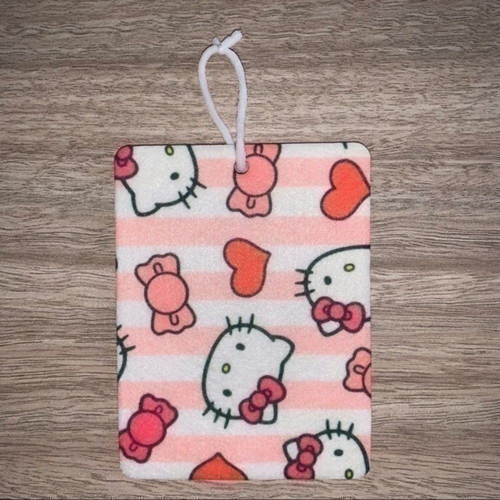Hello Kitty pink/ white stripe car air freshener (reusable) new